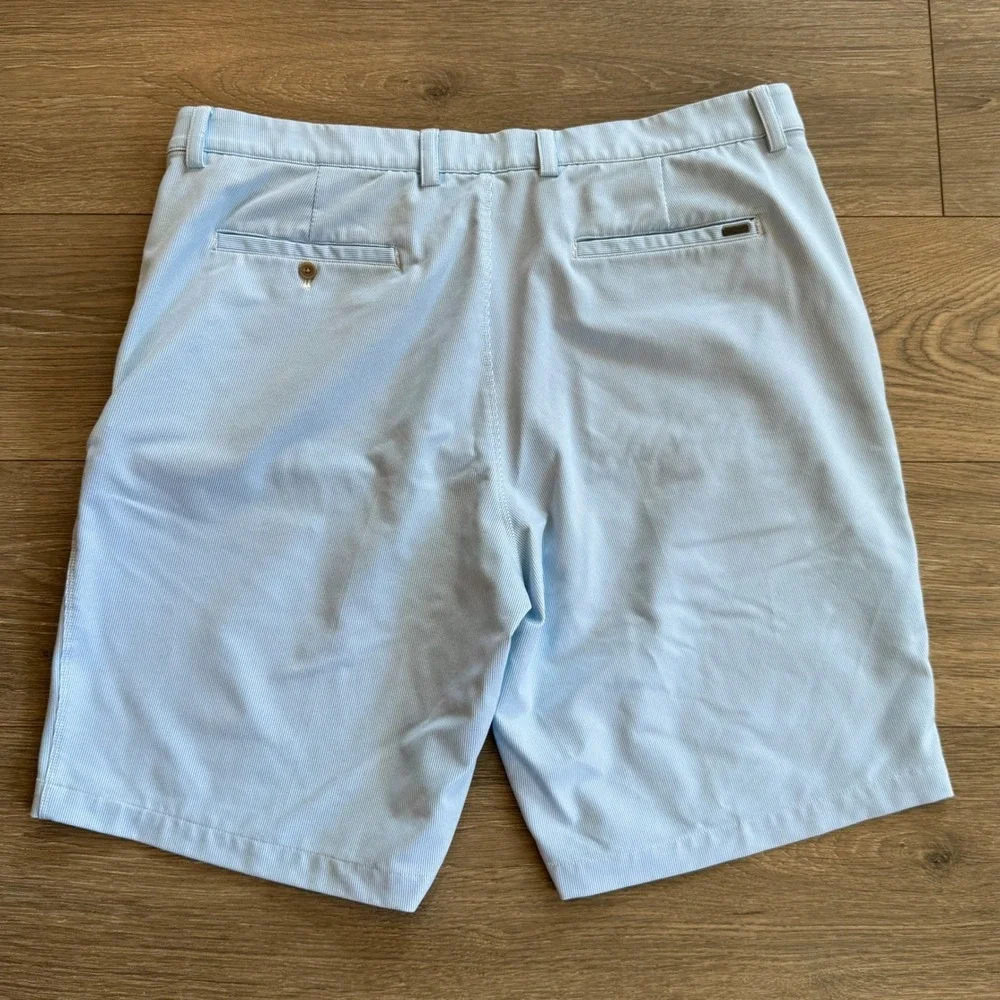 Greg Norman Mens Blue White Striped‎ Golf Shorts Size 38 Performance Stretch
